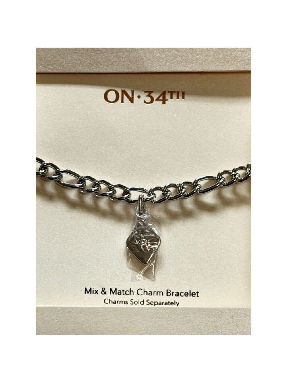 ON 34TH Silver Tone Charm Bracelet